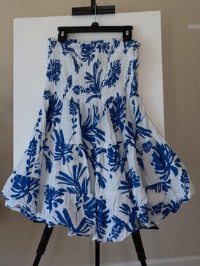 Sea Level Swim Australia Women’s Blue White Smocked Dress Coverup Medium